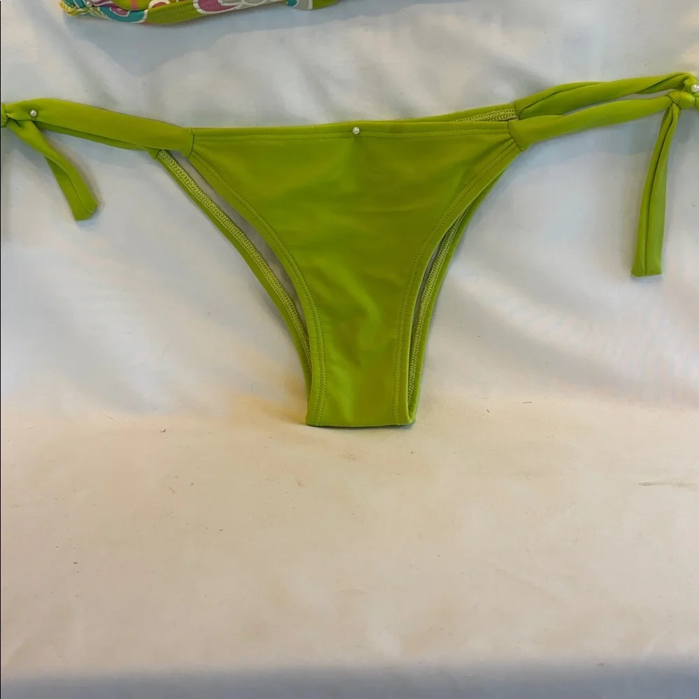 VINTAGE 1980’s BRAZILIAN STRING TIE THONG MULTICOLOR BIKINI SET - G/L - Picture 5 of 12